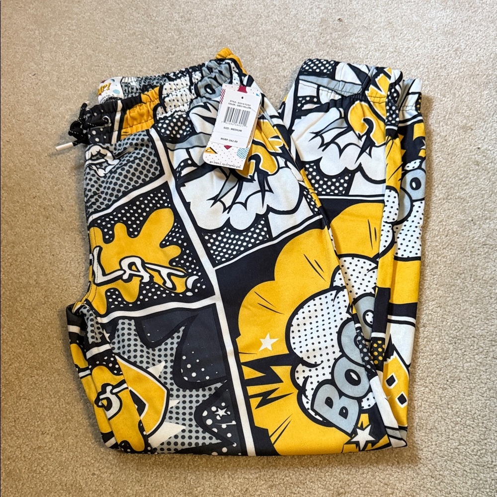 Graphic Yellow and Black Joggers